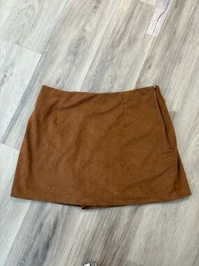 Abercrombie & Fitch Brown Suede-Effect Mini Skort